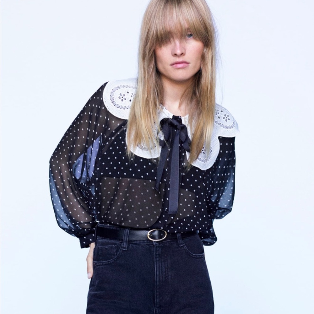 ZARA Polka Dot Blouse - Picture 12 of 16